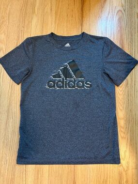 adidas Charcoal Gray Short-Sleeve Logo Tee